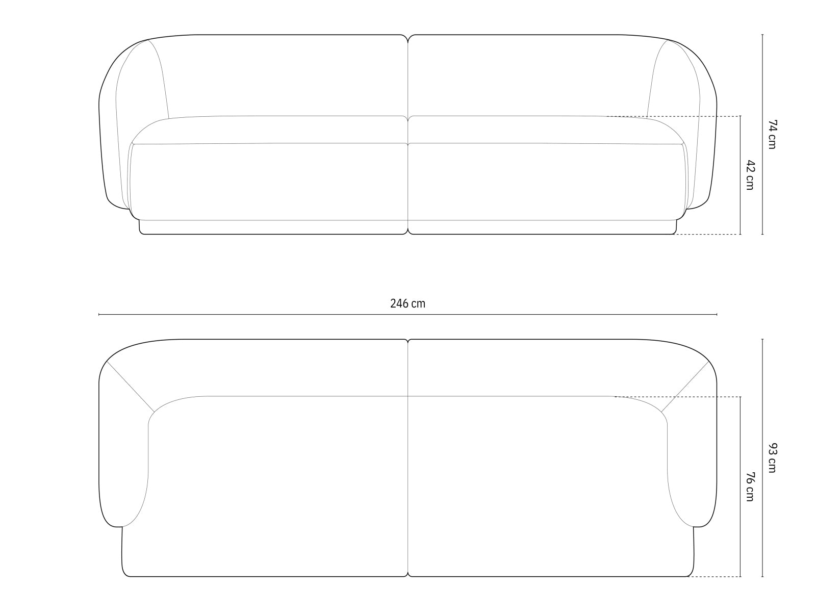 Gomera Sofa, 4 Seats, 246x93 cm