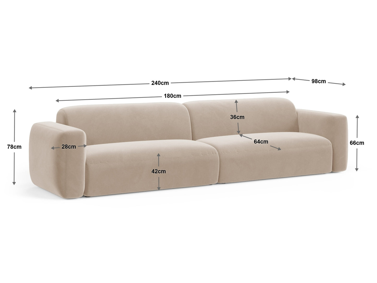 Strino Modular Sofa, 4 Seats, 240x98 cm