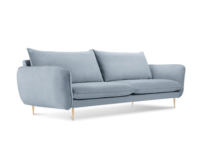 Vienna Sofa, 4 Seats, 230x92 cm — Light Blue / Gold Metal