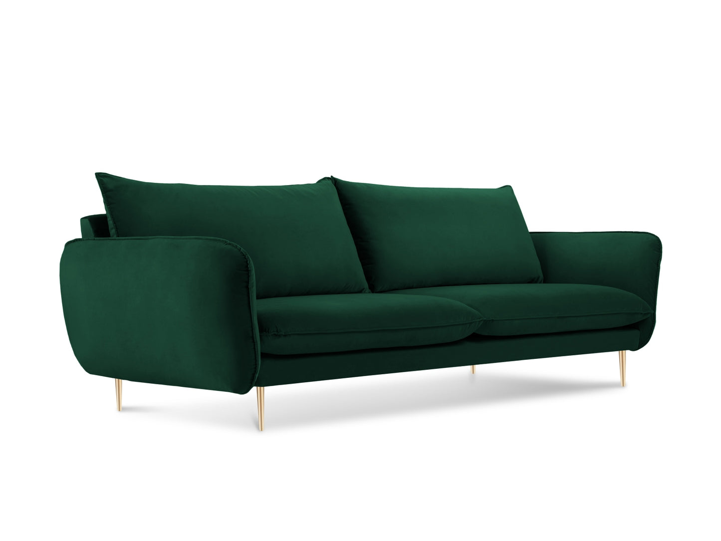 Vienna Sofa, 4 Seats, 230x92 cm — Bottle Green / Gold Metal