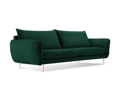 Vienna Sofa, 4 Seats, 230x92 cm — Bottle Green / Gold Metal