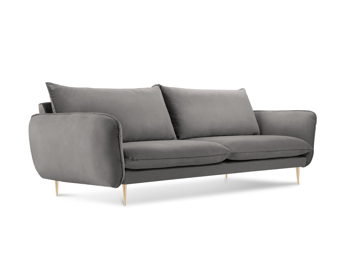 Vienna Sofa, 4 Seats, 230x92 cm — Light Grey / Gold Metal