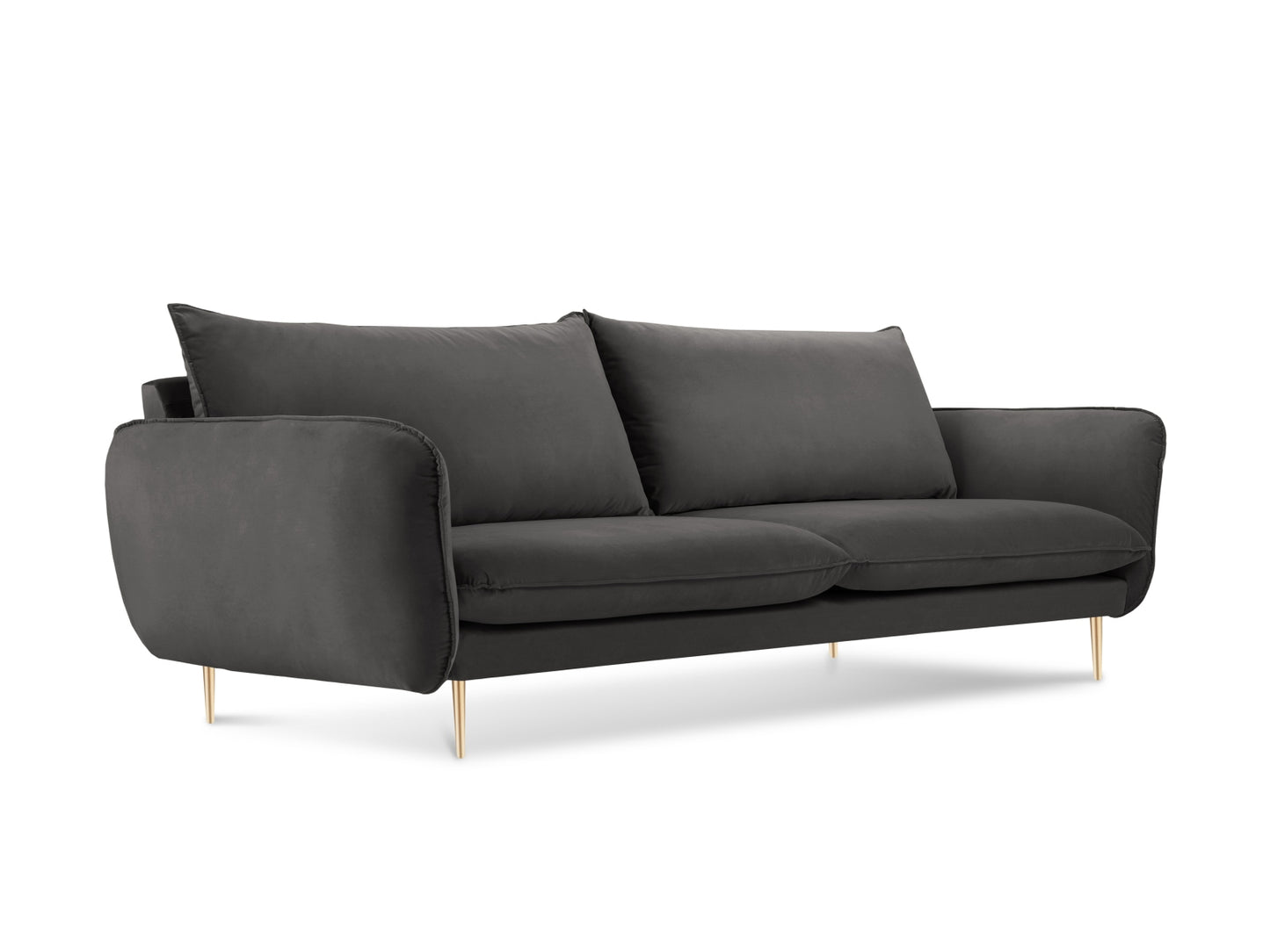 Vienna Sofa, 4 Seats, 230x92 cm — Dark Grey / Gold Metal