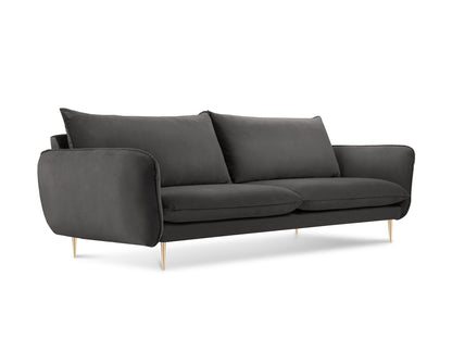 Vienna Sofa, 4 Seats, 230x92 cm — Dark Grey / Gold Metal