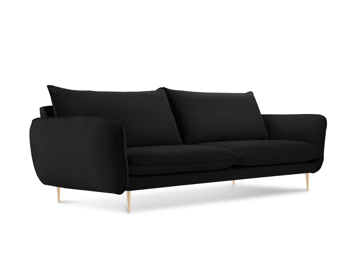 Vienna Sofa, 4 Seats, 230x92 cm — Black / Gold Metal