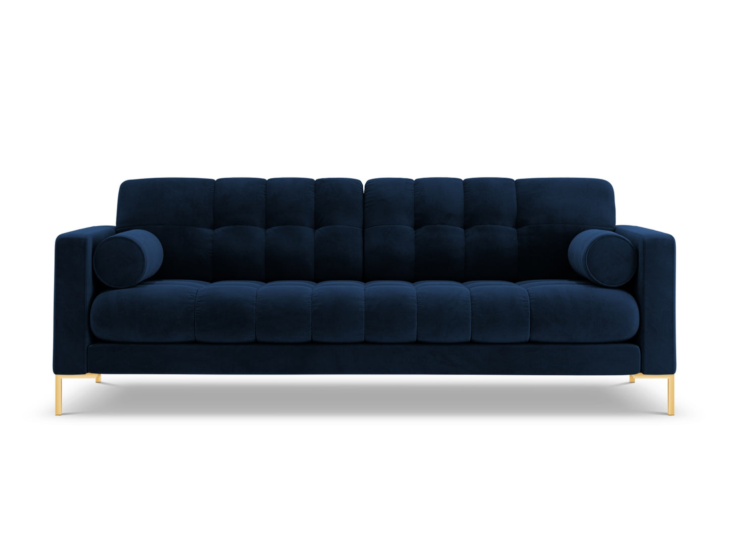 Bali Sofa, 4 Seats, 217x96 cm — Royal Blue / Gold Metal