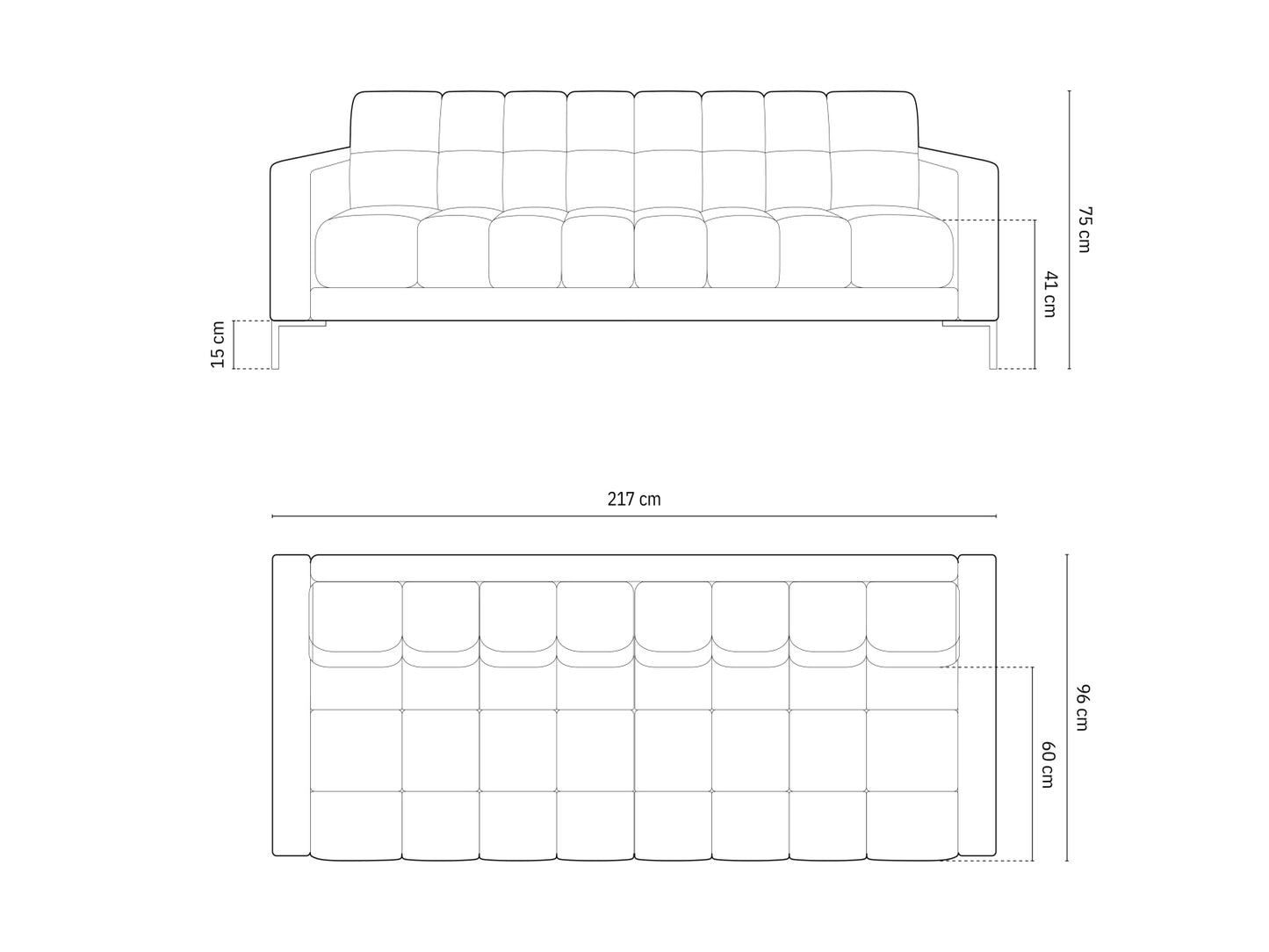 Bali Sofa, 4 Seats, 217x96 cm