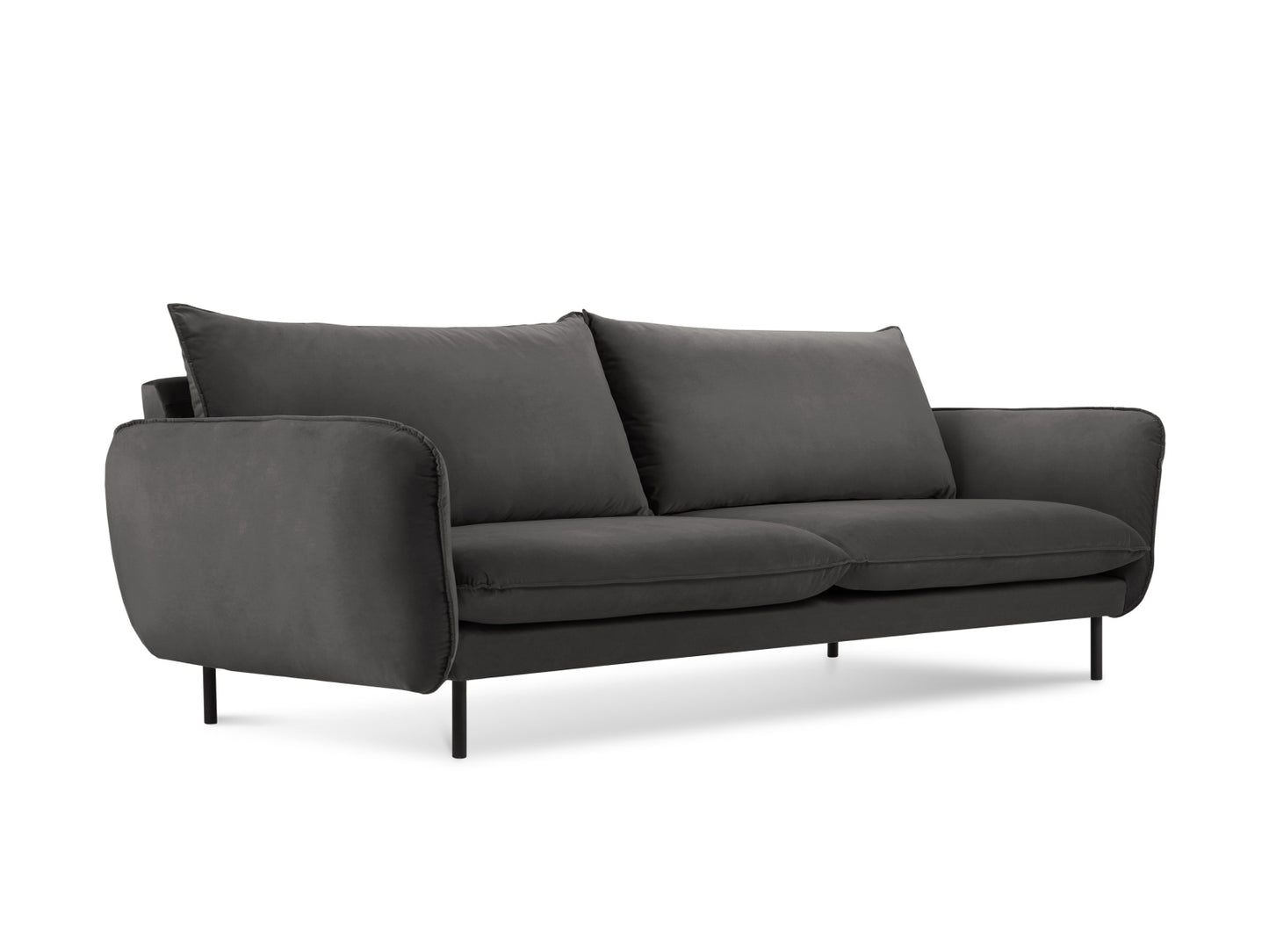 Vienna Sofa, 4 Seats, 230x92 cm — Dark Grey / Black Metal