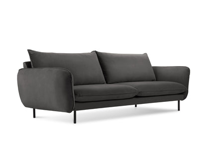 Vienna Sofa, 4 Seats, 230x92 cm — Dark Grey / Black Metal