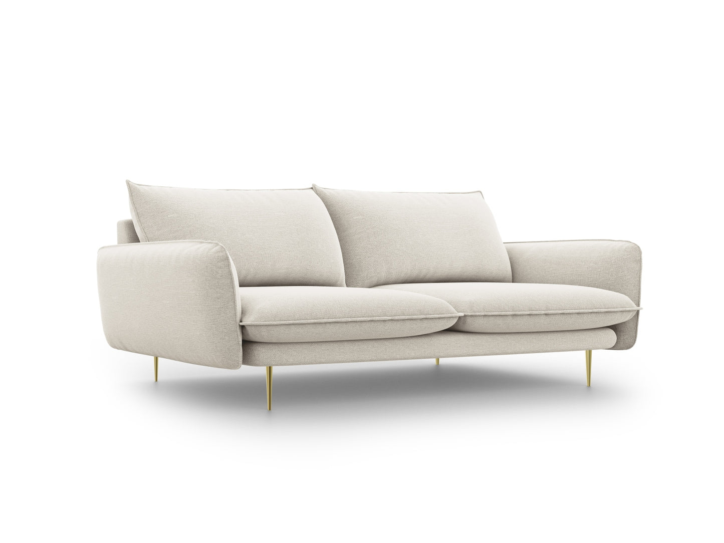 Vienna Sofa, 4 Seats, 230x92 cm — Light Beige / Gold Metal