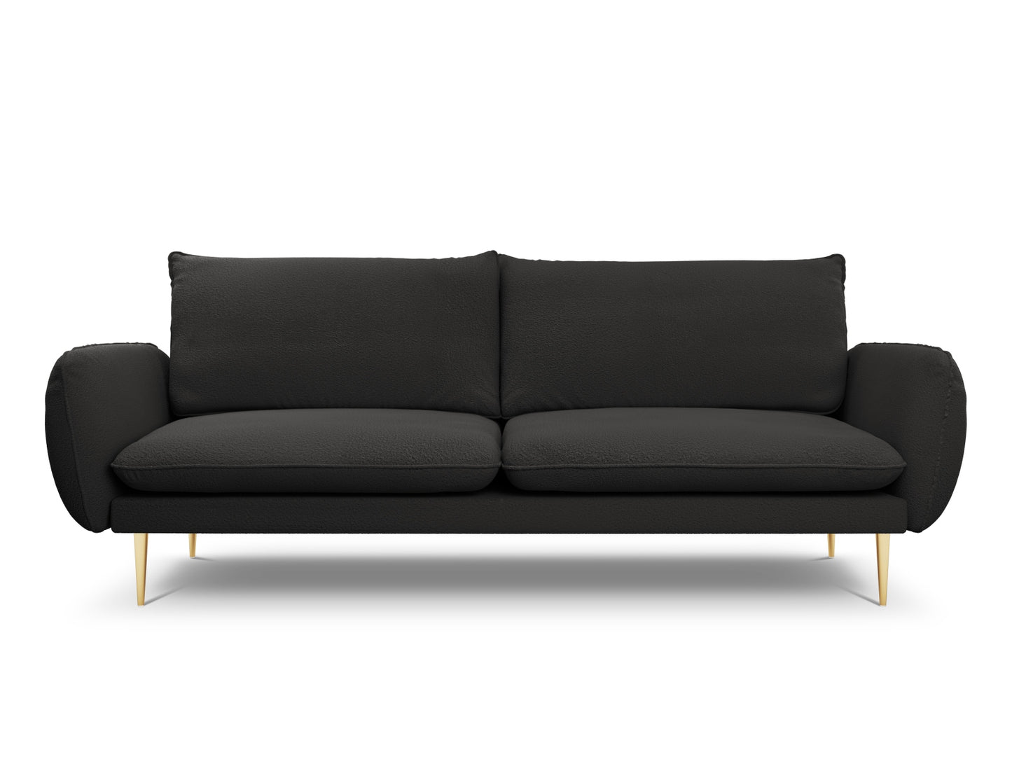 Vienna Sofa, 4 Seats, 230x92 cm — Black / Gold Metal