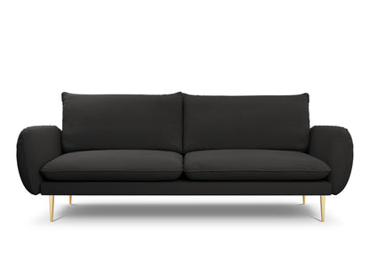 Vienna Sofa, 4 Seats, 230x92 cm — Black / Gold Metal