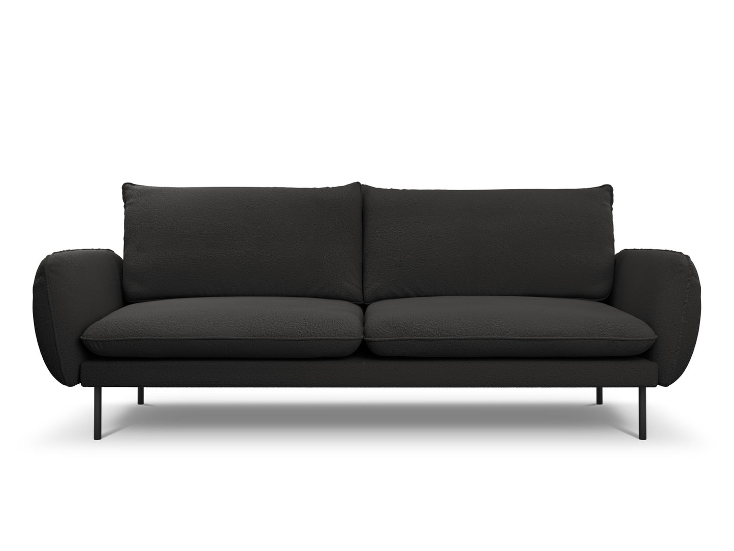 Vienna Sofa, 4 Seats, 230x92 cm — Black / Black Metal