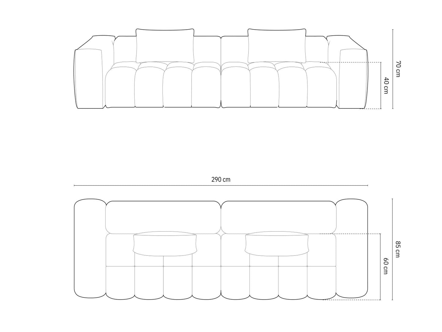 Verona Modular Sofa, 5 Seats, 290x85 cm