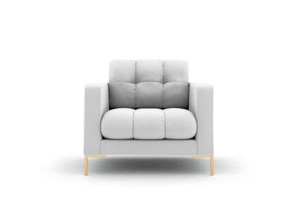 Bali Armchair, 87x96 cm — Light Grey / Gold Metal