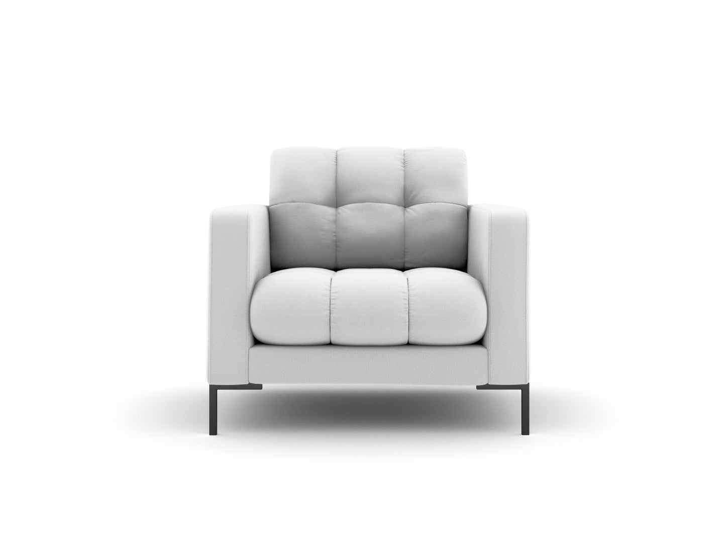 Bali Armchair, 87x96 cm — Light Grey / Black Metal