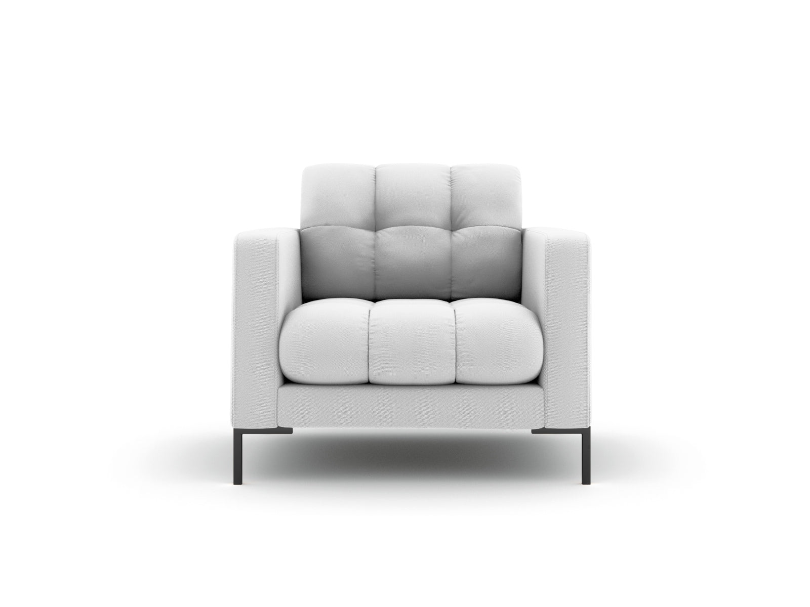 Bali Armchair, 87x96 cm — Light Grey / Black Metal