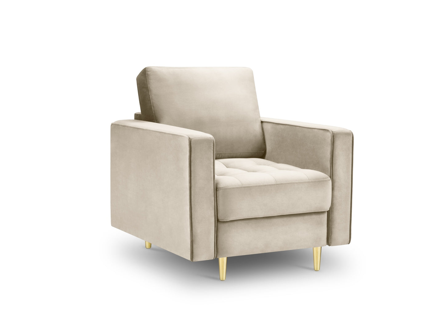 Aspen Armchair, 80x90 cm — Dark Beige / Gold Metal