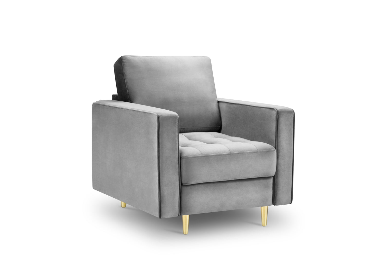 Aspen Armchair, 80x90 cm — Grey / Gold Metal