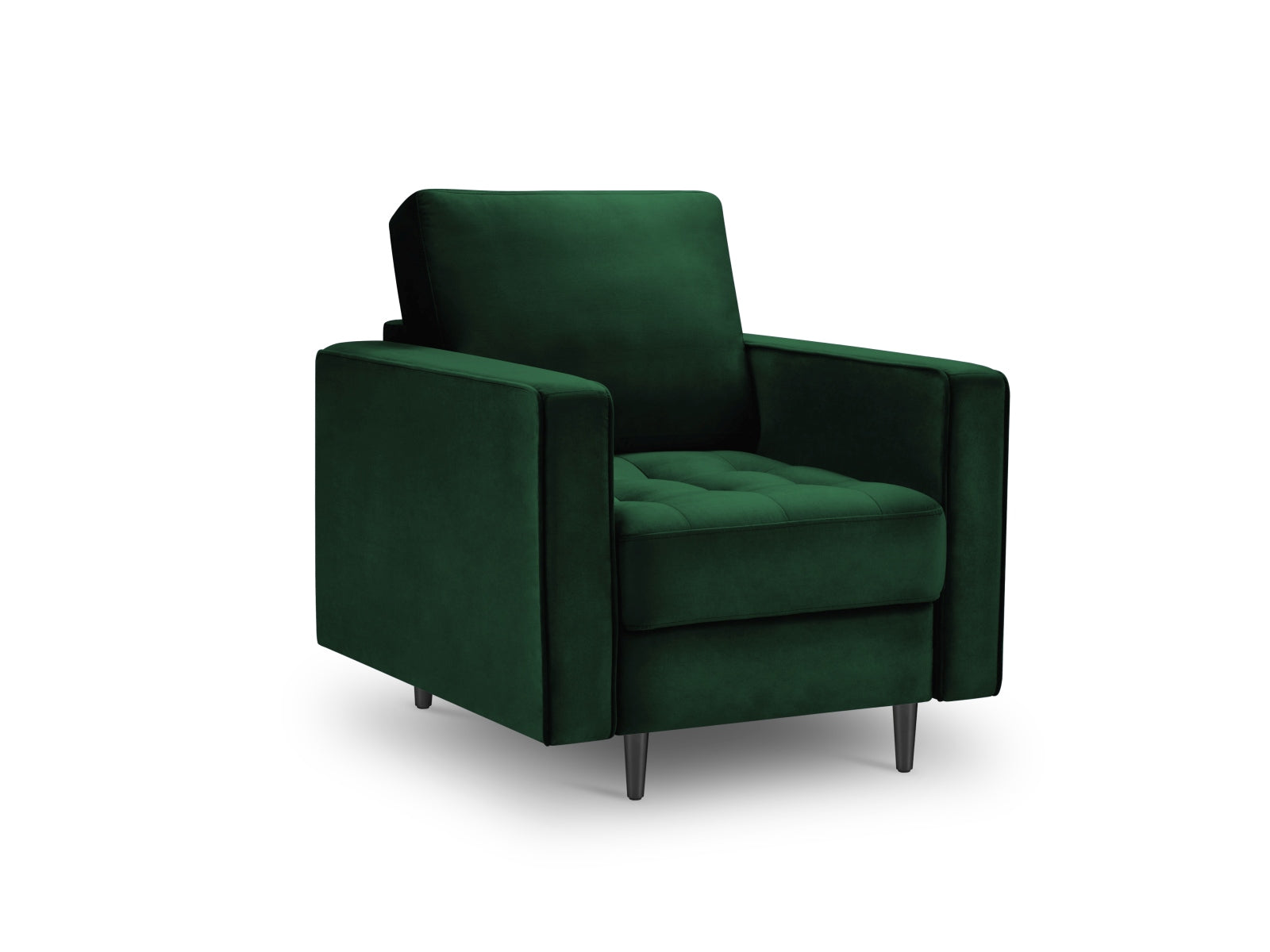 Aspen Armchair, 80x90 cm — Bottle Green / Black Chrome Metal