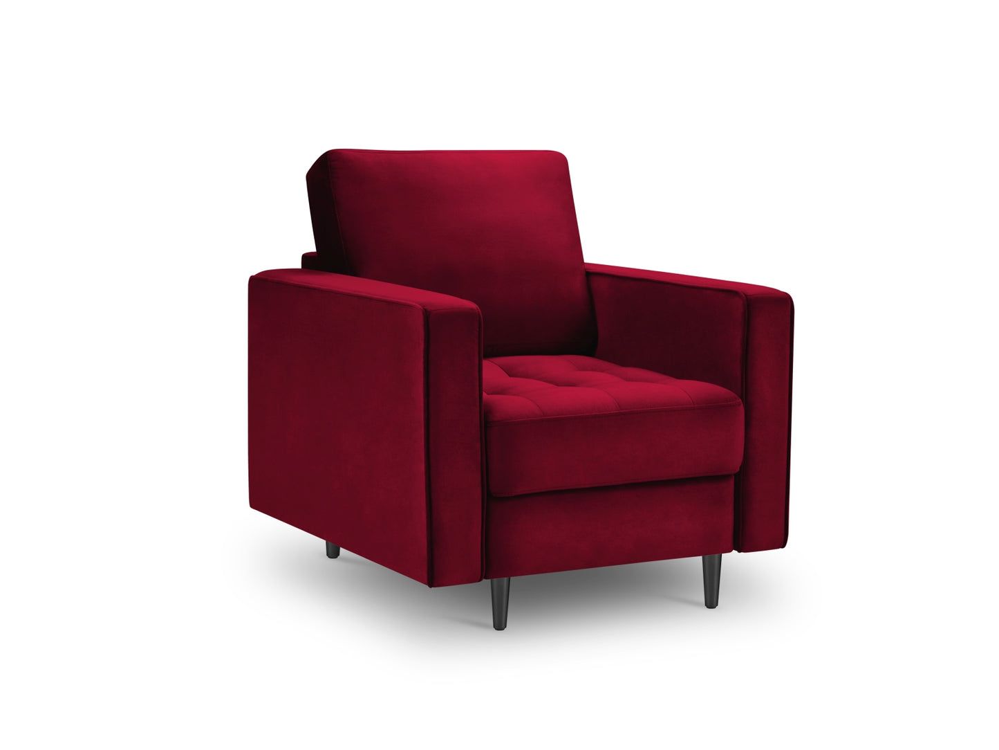 Aspen Armchair, 80x90 cm — Red / Black Chrome Metal