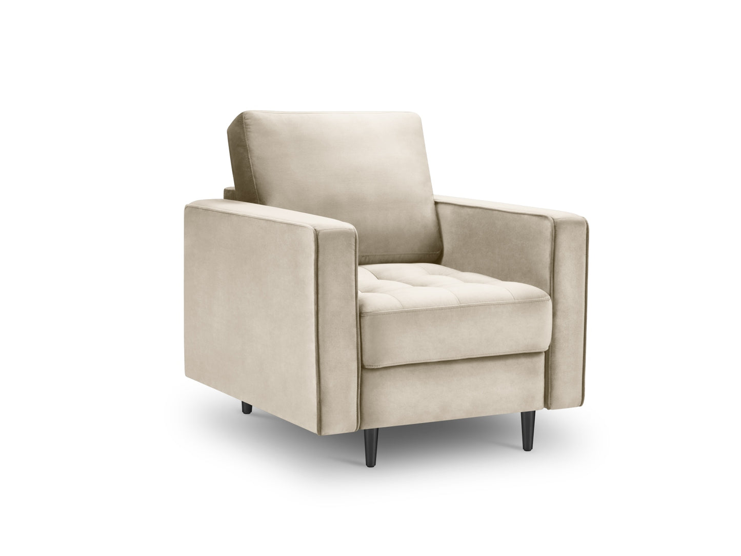 Aspen Armchair, 80x90 cm — Dark Beige / Black Chrome Metal