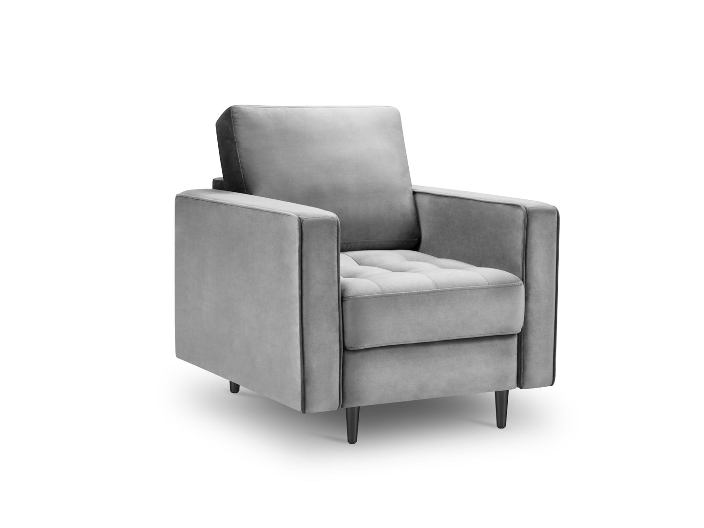 Aspen Armchair, 80x90 cm — Grey / Black Chrome Metal