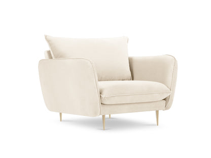 Vienna Armchair, 97x94 cm — Light Beige / Gold Metal