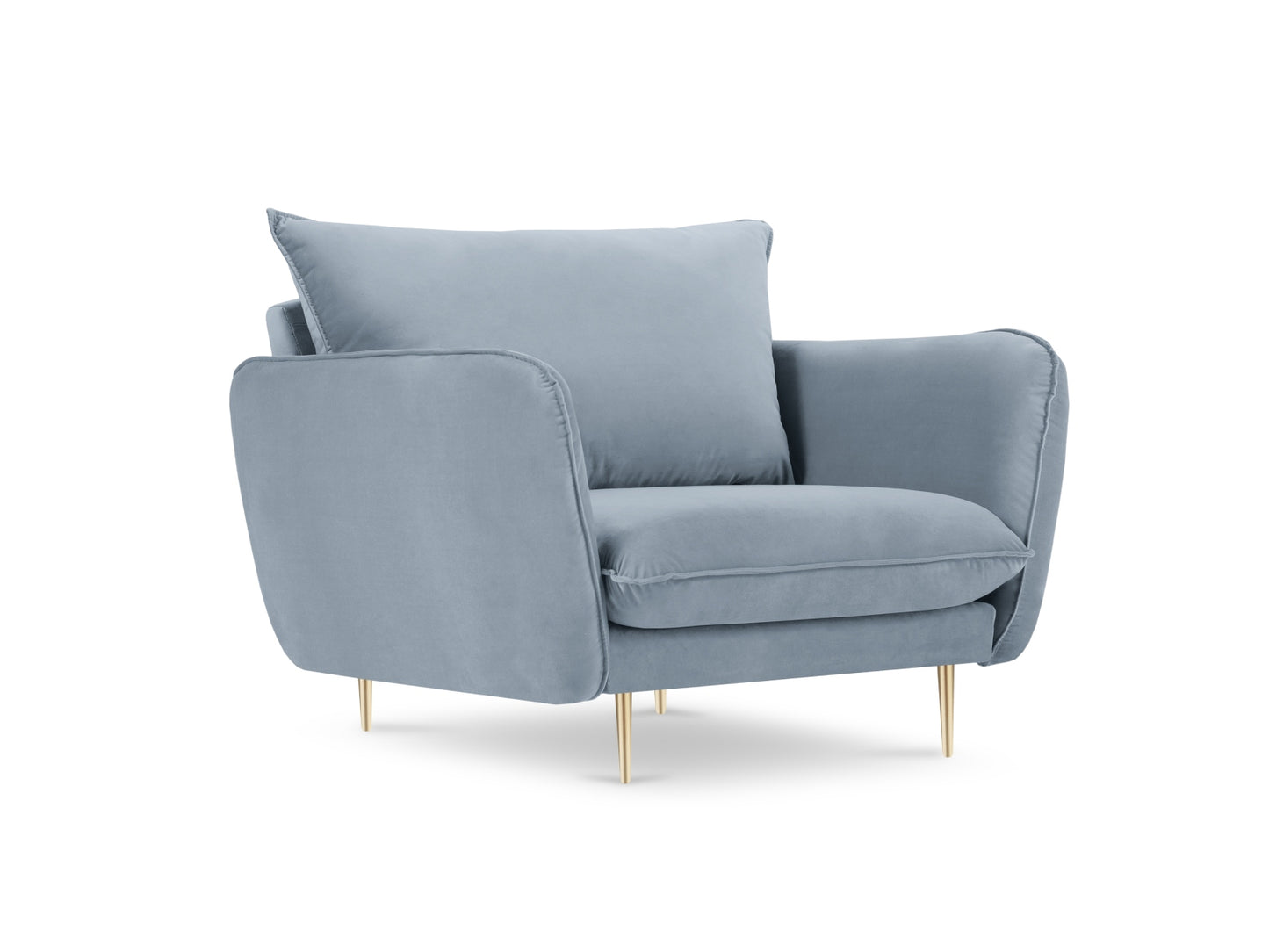 Vienna Armchair, 97x94 cm — Light Blue / Gold Metal