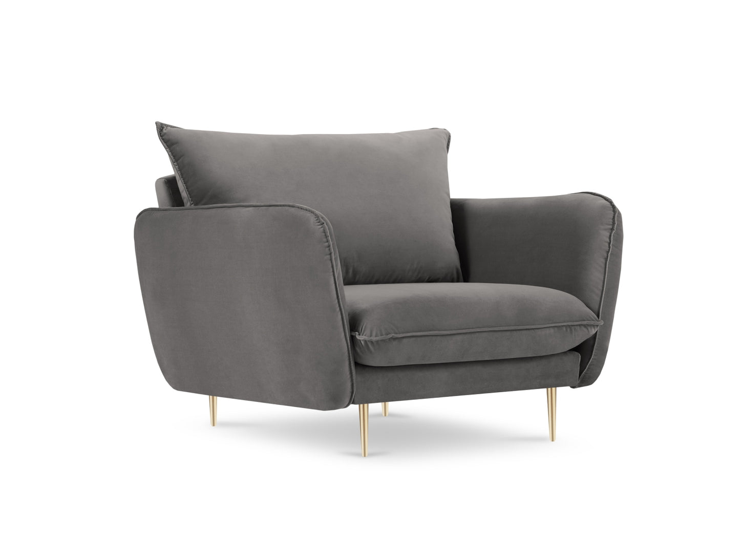 Vienna Armchair, 97x94 cm — Light Grey / Gold Metal