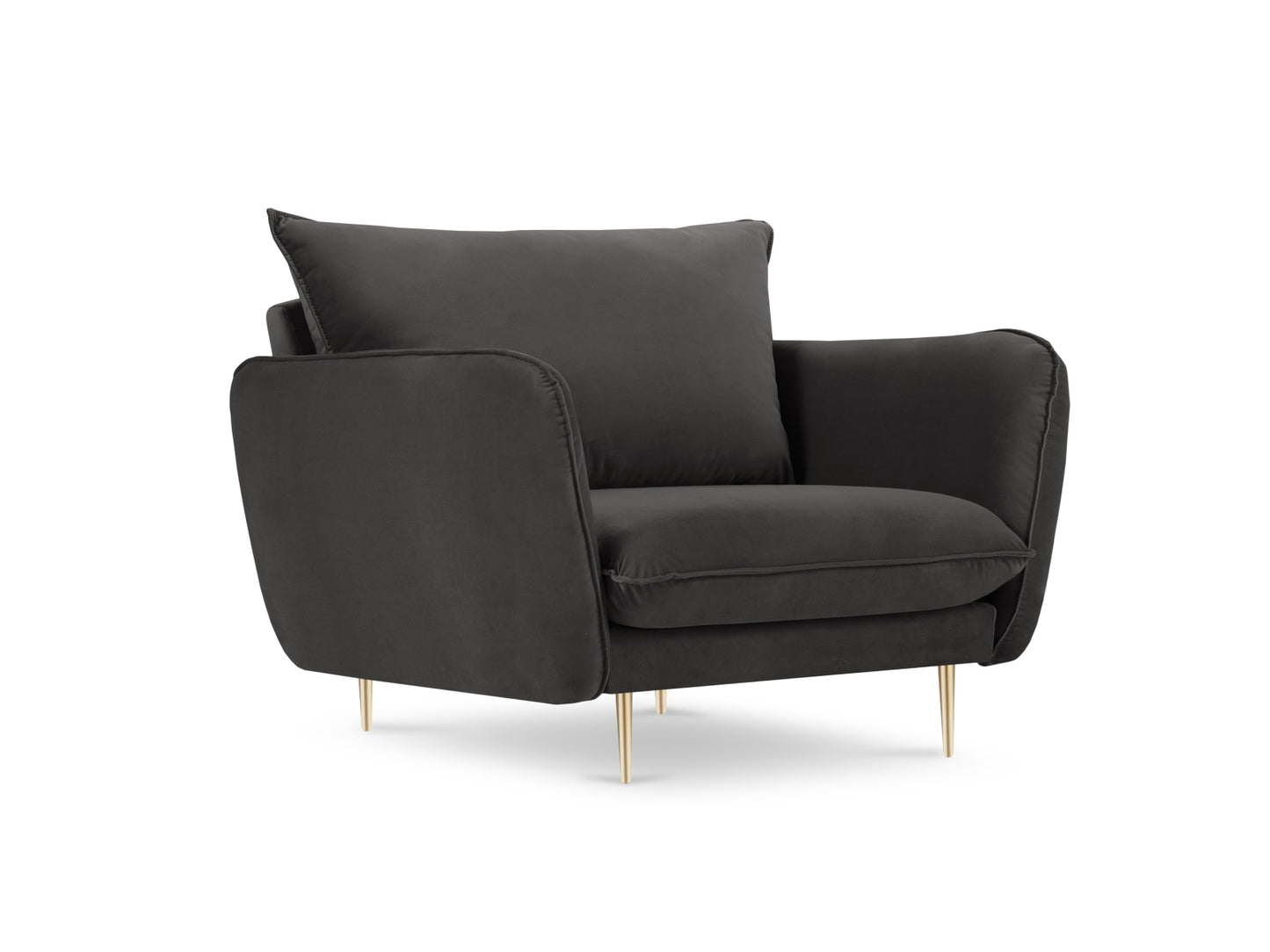 Vienna Armchair, 97x94 cm — Dark Grey / Gold Metal