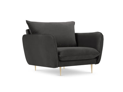 Vienna Armchair, 97x94 cm — Dark Grey / Gold Metal