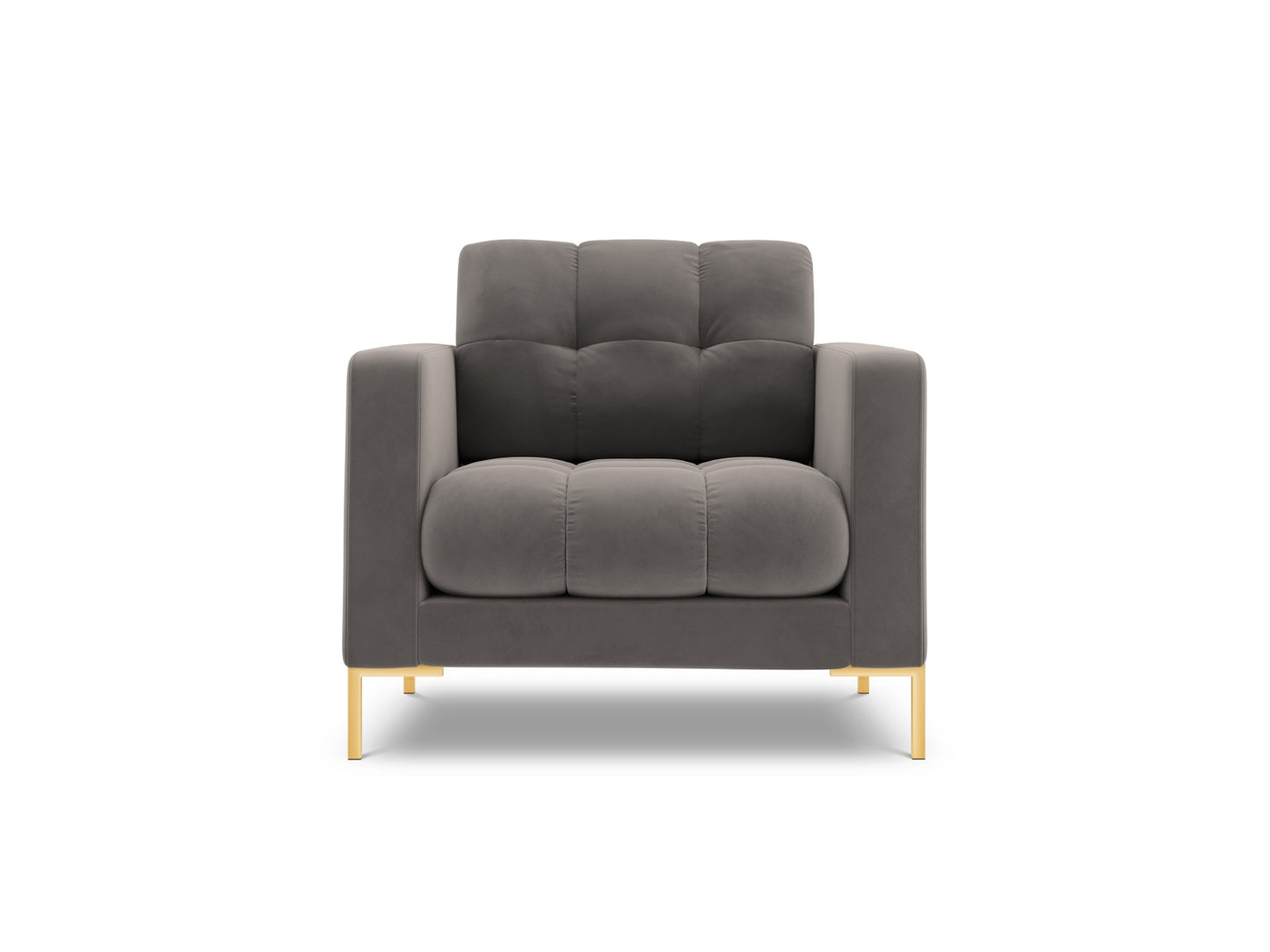 Bali Armchair, 87x96 cm — Light Grey / Gold Metal