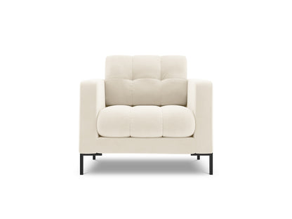Bali Armchair, 87x96 cm — Light Beige / Black Metal