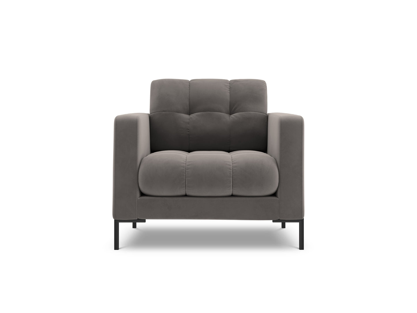 Bali Armchair, 87x96 cm — Light Grey / Black Metal