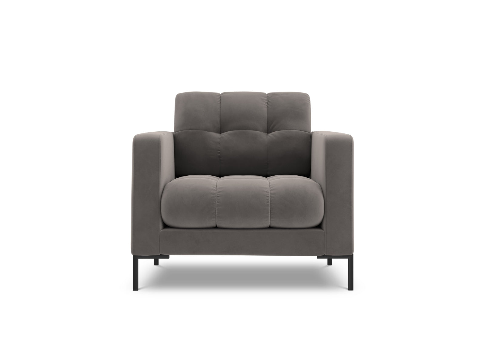 Bali Armchair, 87x96 cm — Light Grey / Black Metal