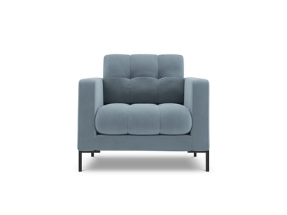 Bali Armchair, 87x96 cm — Light Blue / Black Metal