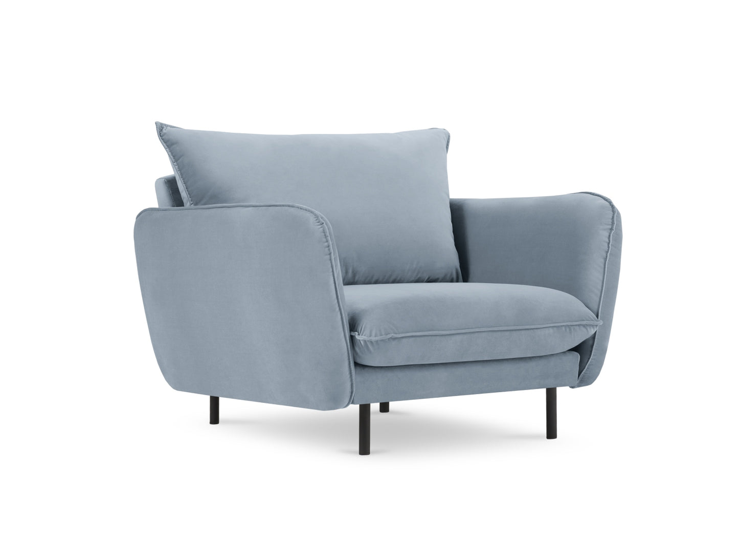 Vienna Armchair, 97x94 cm — Light Blue / Black Metal
