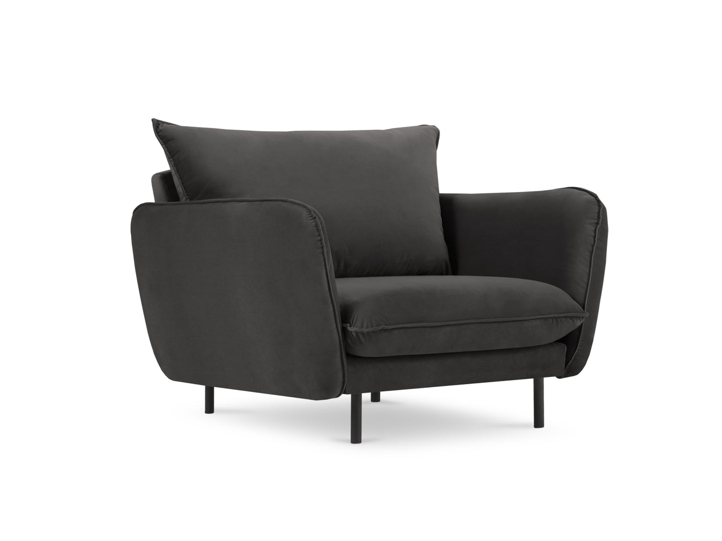 Vienna Armchair, 97x94 cm — Dark Grey / Black Metal