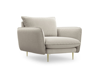 Vienna Armchair, 97x94 cm — Light Beige / Gold Metal