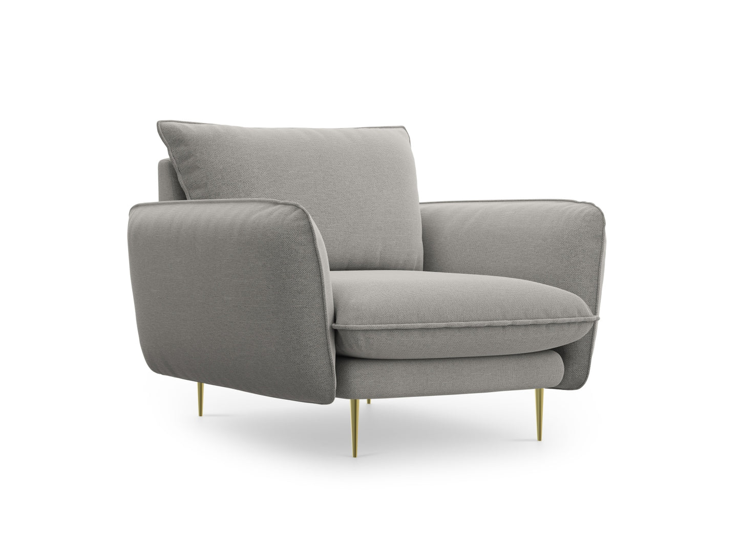 Vienna Armchair, 97x94 cm — Light Grey / Gold Metal