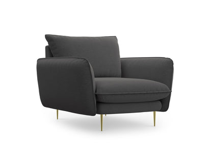 Vienna Armchair, 97x94 cm — Dark Grey / Gold Metal