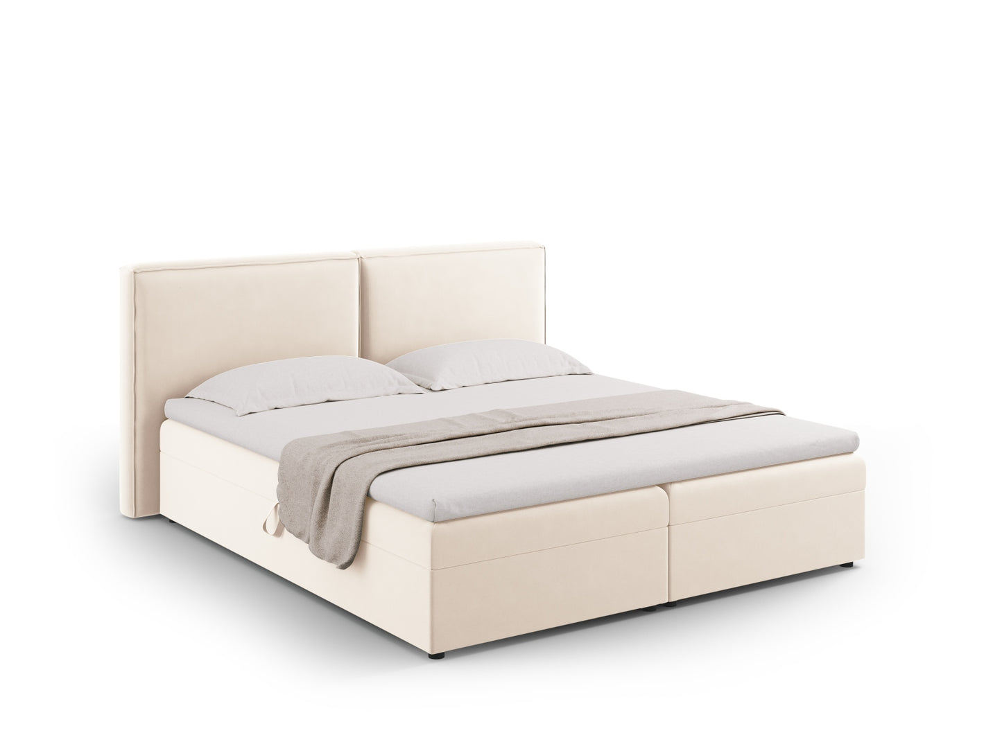 Arendal Boxspring Bed Set — Light Beige