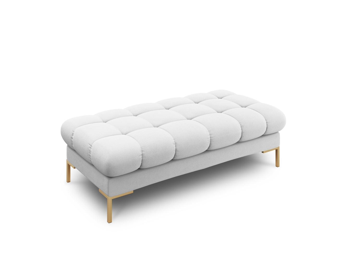 Bali Bench, 2 Seats, 133x62 cm — Light Grey / Gold Metal
