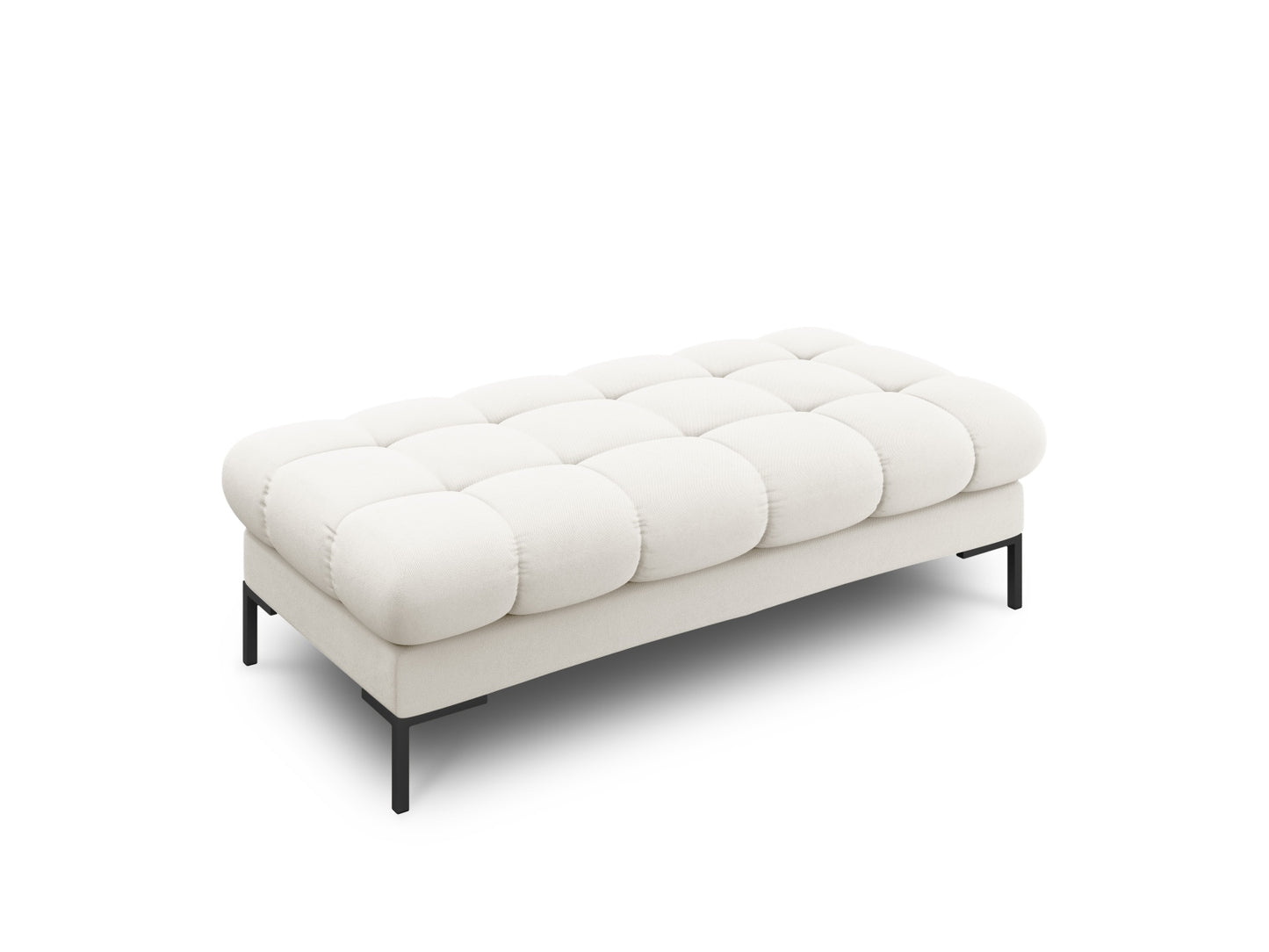 Bali Bench, 2 Seats, 133x62 cm — Light Beige / Black Metal