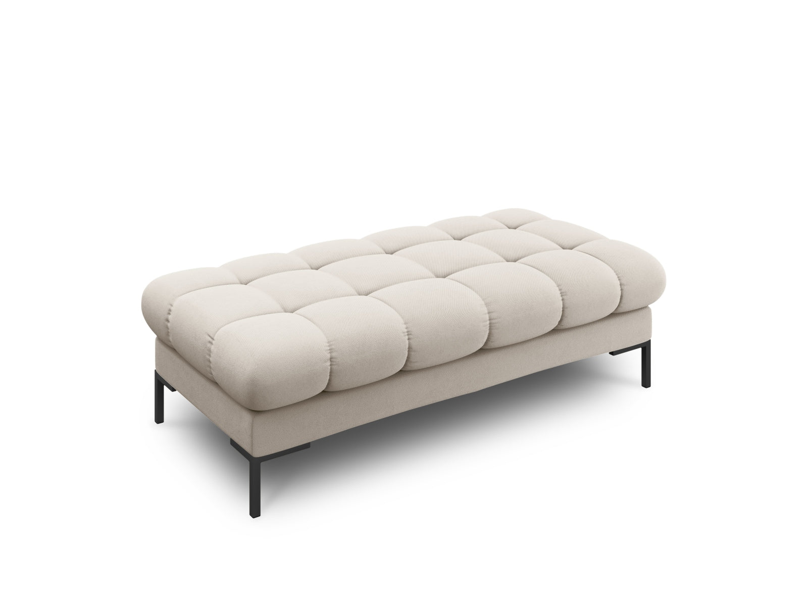 Bali Bench, 2 Seats, 133x62 cm — Beige / Black Metal
