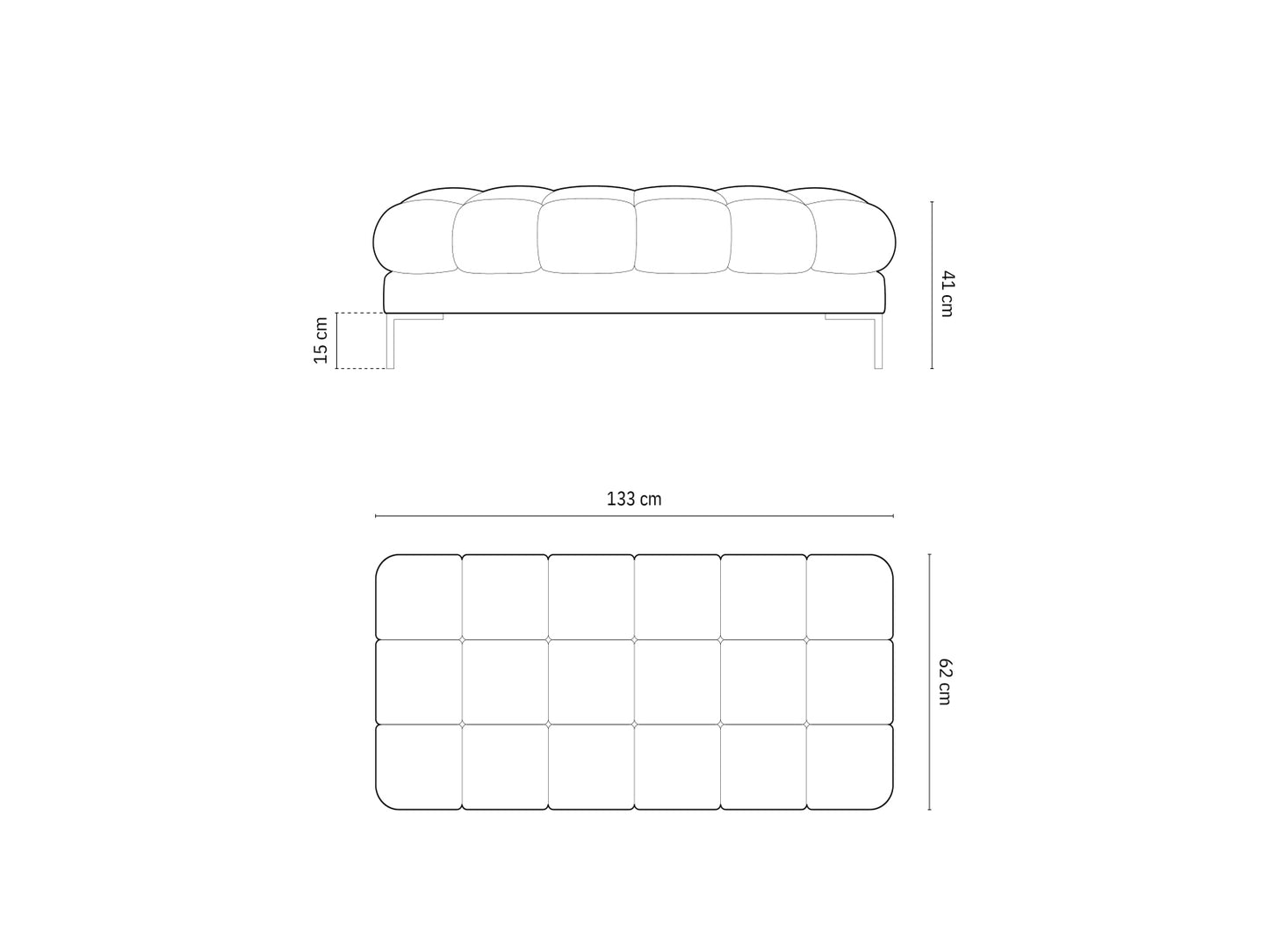 Bali Bench, 2 Seats, 133x62 cm