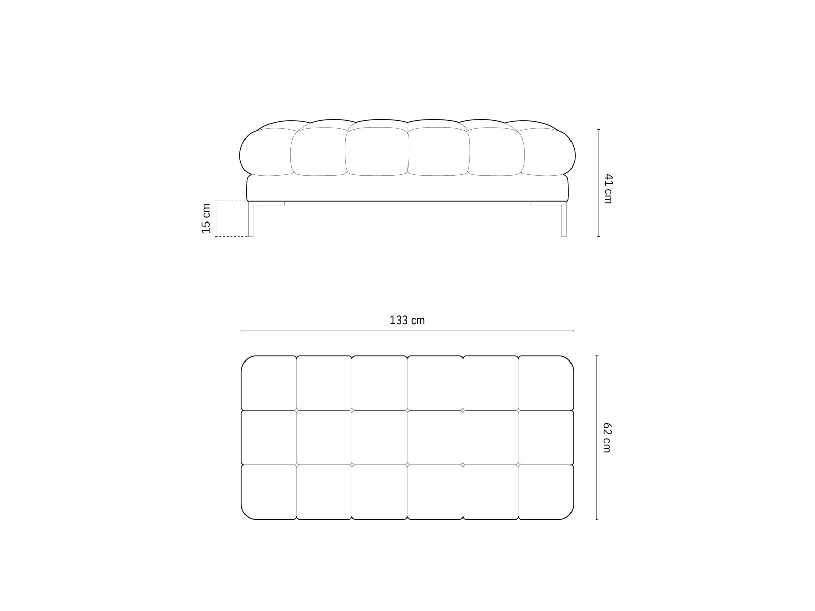 Bali Bench, 2 Seats, 133x62 cm