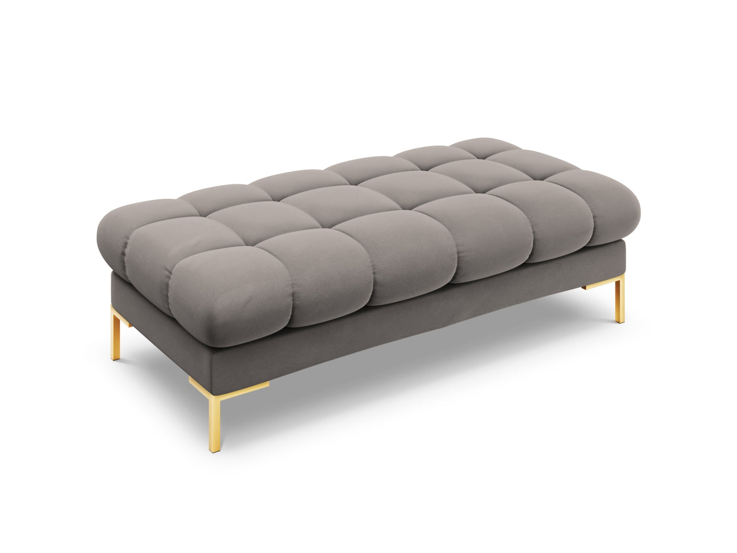 Bali Bench, 2 Seats, 133x62 cm — Light Grey / Gold Metal