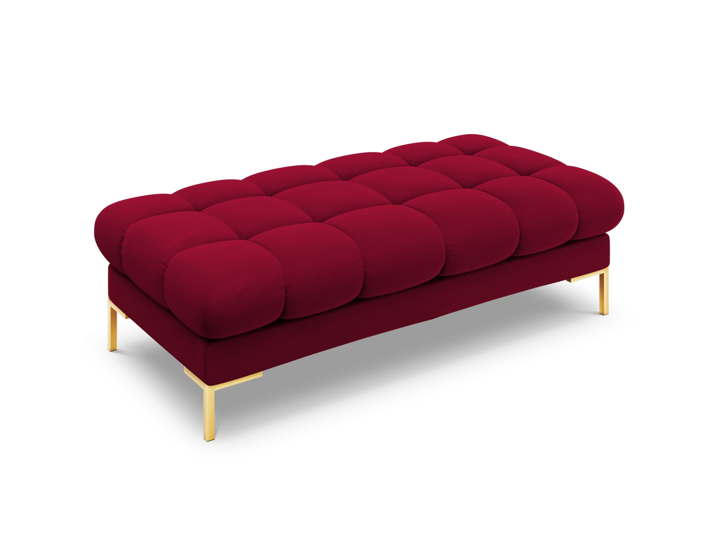 Bali Bench, 2 Seats, 133x62 cm — Red / Gold Metal
